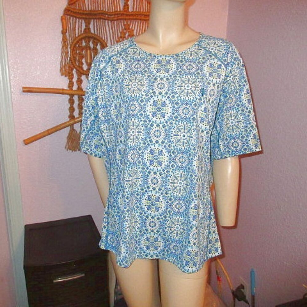 Coolibar Hightide Rash Guard Swim Top Size XXL Short Sleeve UPF 50 Modest NEW